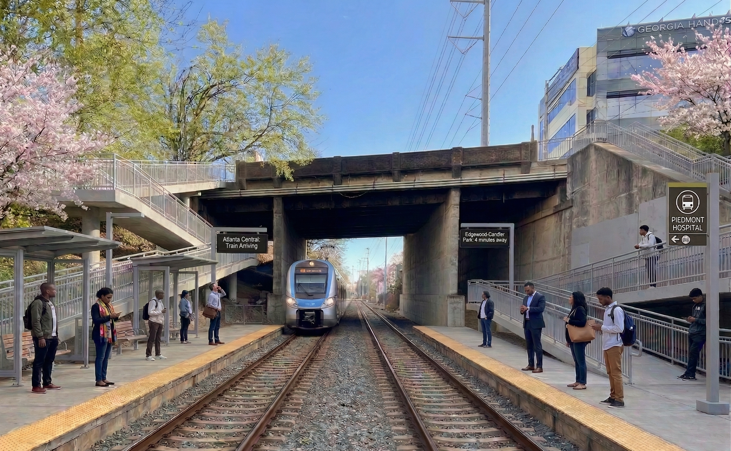 Rendering of proposed Phoenix Line station at Piedmont Hospital on Peachtree Road